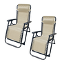 Marbueno pack de 2 Tumbona Plegable Acero avec Coussins Jardin et Piscine 90x66x108 cm Gravité Zéro Beige Réf 10005X2