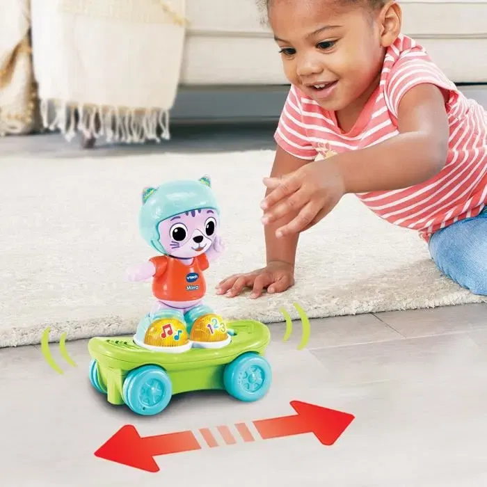 VTech Baby - Mina mon Chat Rouli'golo - Jouet interactif chat skateboard multicolore avec activités éducatives et musicales - Pour enfant dès 12 mois