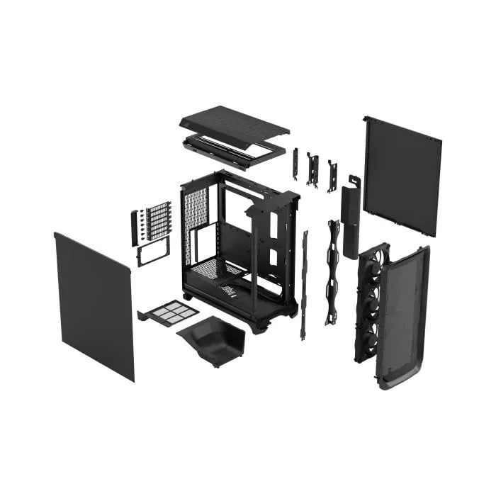 Fractal Design Meshify 3 Solid Boîtier PC Noir - E-ATX (277 mm) avec 3 Ventilateurs et Port USB Type-C 20 Gbps