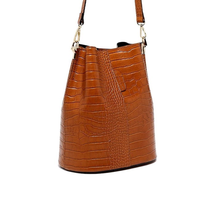 Sac à main Maison Heritage BRUNA-CROCO-CAMEL