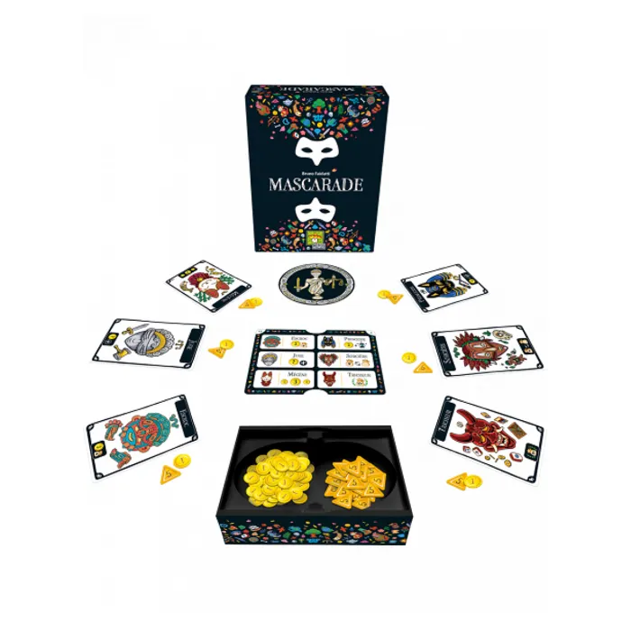 Asmodee Mascarade V2 - Jeu de stratégie pour enfant, à partir de 7 ans, 2+ joueurs, 30 min, langue française, bleu