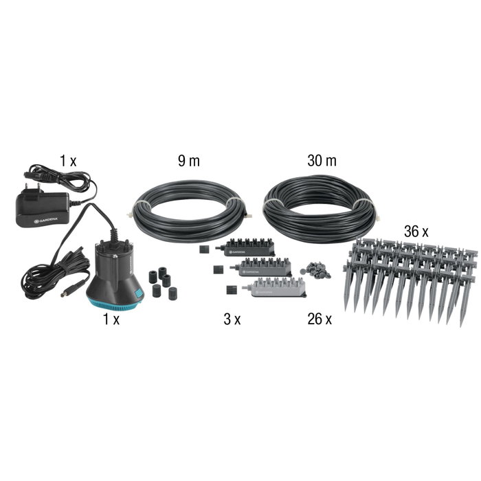 Gardena Arrosoir automatique de vacances - Kit complet programmable pour 36 plantes Gardena Arrosoir automatique de vacances - Kit complet programmable pour 36 plantes