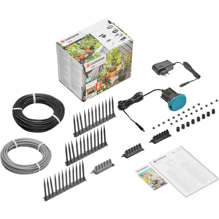 Gardena - Arrosoir automatique de vacances - Kit complet avec réservoir - Programmable pour jusqu'à 36 plantes - Autonome avec transformateur 14V