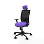 Chaise Yunquera Synchro 4 positions tissu Violet Maille Noir Base en nylon noir Accoudoir 1D Appui-tête 1D Roulettes 65mm nylon