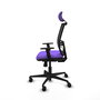 Chaise Yunquera Synchro 4 positions tissu Violet Maille Noir Base en nylon noir Accoudoir 1D Appui-tête 1D Roulettes 65mm nylon