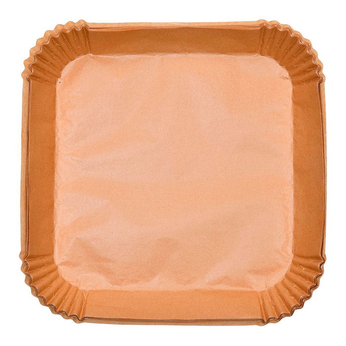 Masterpro Bandeja de papel cuadrada para freidora de aire, 26 x 26 cm, 50 uds, marrón
