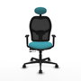Piqueras Y Crespo Chaise de bureau Jorquera, Turquoise et Noir, Mécanisme Sincro/Traslack