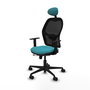 Piqueras Y Crespo Chaise de bureau Jorquera, Turquoise et Noir, Mécanisme Sincro/Traslack