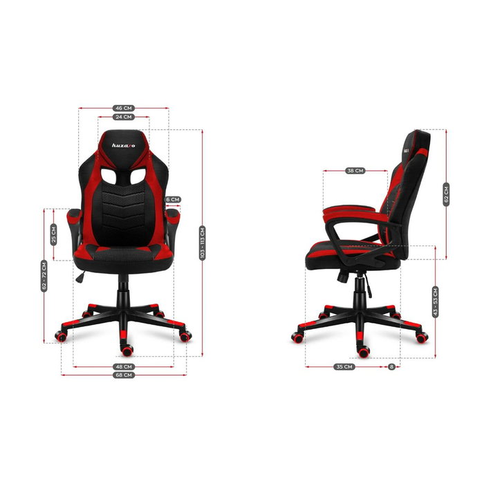 Chaise de jeu Huzaro FORCE 2.5 Noir Rouge Noir Rouge