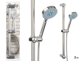 Berilo Support de Douche avec Flexible 2 m, Métal Gris, 15x61x6 cm, 3 Niveaux, sans Distributeur de Savon (Set de 6)