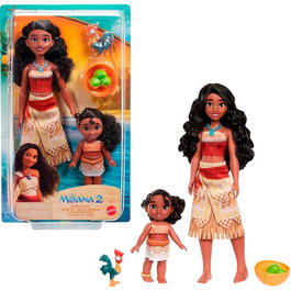 Mattel Pack de 2 Poupées Vaiana et Simea Disney Princess, avec Articulations et Accessoires, Version Multilingue, JBT41
