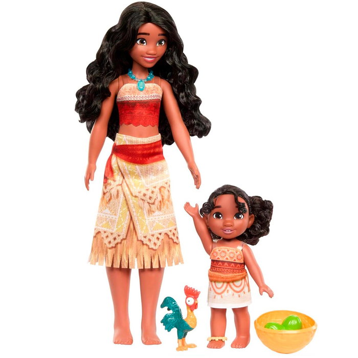 Mattel Pack de 2 Poupées Vaiana et Simea Disney Princess, avec Articulations et Accessoires, Version Multilingue, JBT41