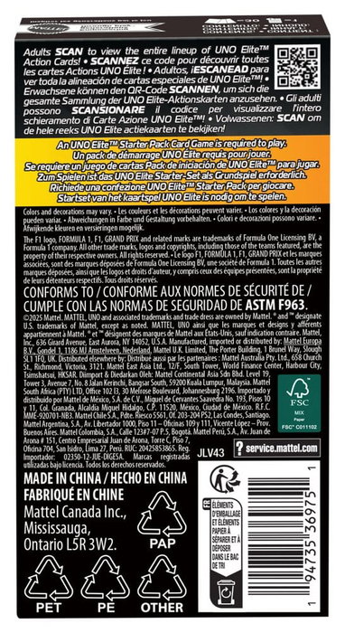 Mattel UNO Elite F1 Booster Pack (30 cartes) de jeu de cartes Edition 2025 Mattel UNO Elite F1 Booster Pack (30 cartes) de jeu de cartes Edition 2025