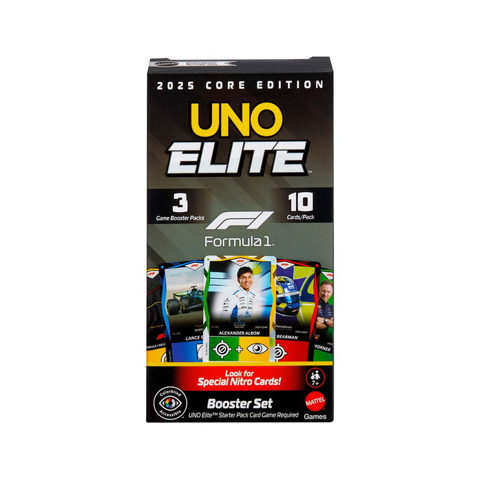 Mattel UNO Elite F1 Booster Pack (30 cartes) de jeu de cartes Edition 2025 Mattel UNO Elite F1 Booster Pack (30 cartes) de jeu de cartes Edition 2025