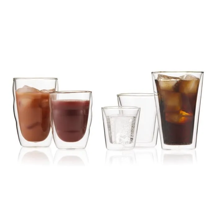 BODUM Set de 6 Verres Pilatus en Verre Borosilicate à Double Paroi - 0.35 L - Transparent - Thermorésistants pour Boissons Chaudes et Froides BODUM Set de 6 Verres Pilatus en Verre Borosilicate à Double Paroi - 0.35 L - Transparent - Thermorésistants pour Boissons Chaudes et Froides