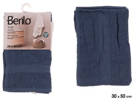 Berilo Toalle en Microfibre 30x50 cm Bleu Foncé - 80% Coton 20% Polyester (Set de 36)