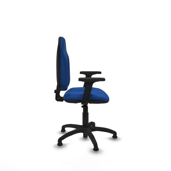 Chaise Algarra Contact permament de base Cuir écologique Bleu Structure polyamide noire Accoudoir 2D Sans appui-tête Patins de chaises