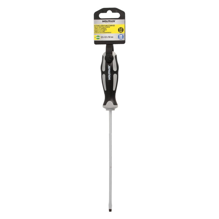 WOLFPACK LINEA PROFESIONAL Tournevis plat estampé acier S2 0,8 x Ø 4,0 x 150 mm