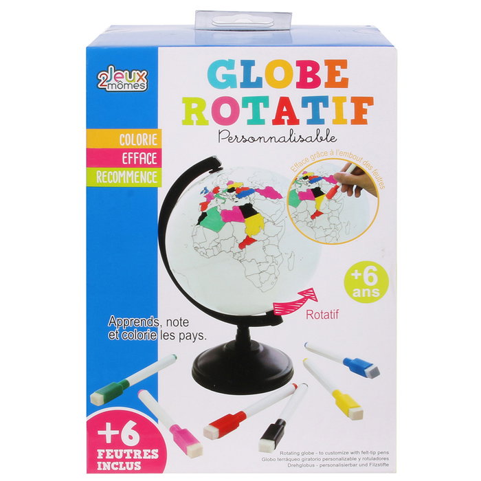 Jeux 2 momes Globe terrestre personnalisable avec marqueurs