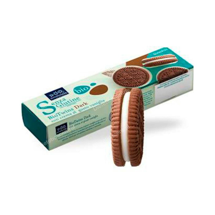 Biotwins Galleta Dark Vanilla Sans Gluten 125 g - Biscuits à la Crème de Vanille Biologiques - Sans Lait, Œufs ou Huile de Palme Biotwins Galleta Dark Vanilla Sans Gluten 125 g - Biscuits à la Crème de Vanille Biologiques - Sans Lait, Œufs ou Huile de Palme