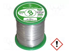 BROQUETAS Fil à souder sans plomb Sn99Cu0,7Ag0,3 0,7mm 0,5kg