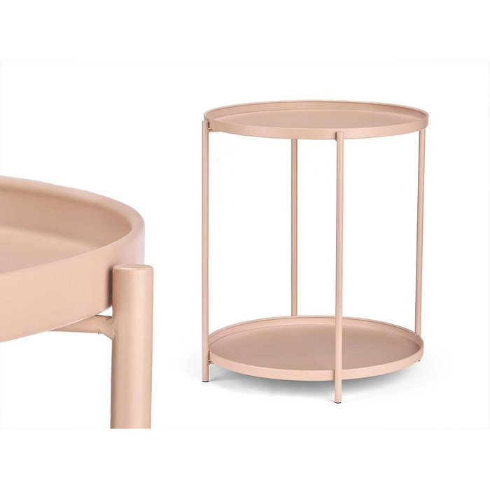 GIFTDECOR Mesa Auxiliaire Ronde Double Nude Marron