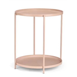 GIFTDECOR Mesa Auxiliaire Ronde Double Nude Marron