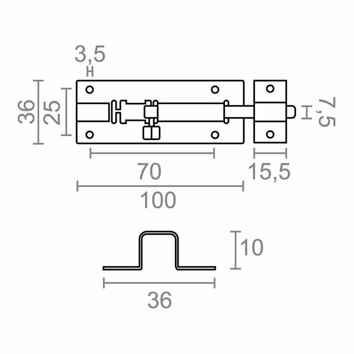 Loquet de porte EDM 86077 ps15 Acier inoxydable 100 mm