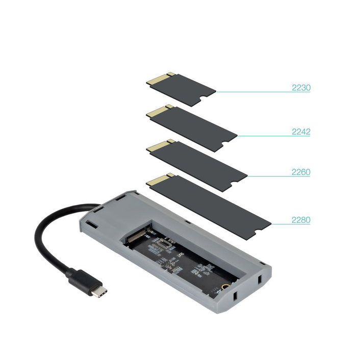 Tooq Boîtier SSD M.2 NVMe/SATA avec Hub USB 5-en-1, Gris
