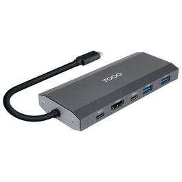 Tooq Boîtier SSD M.2 NVMe/SATA avec Hub USB 5-en-1, Gris