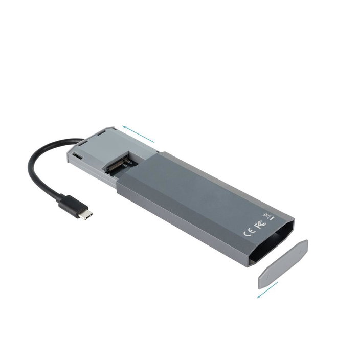 Tooq Boîtier SSD M.2 NVMe/SATA avec Hub USB 5-en-1, Gris