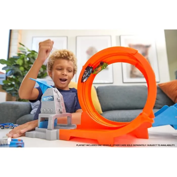 Hot Wheels - Circuit Looping de Champion avec 6 voitures et accessoires - Set de pistes et rampes pour cascades - Jouet enfant dès 4 ans