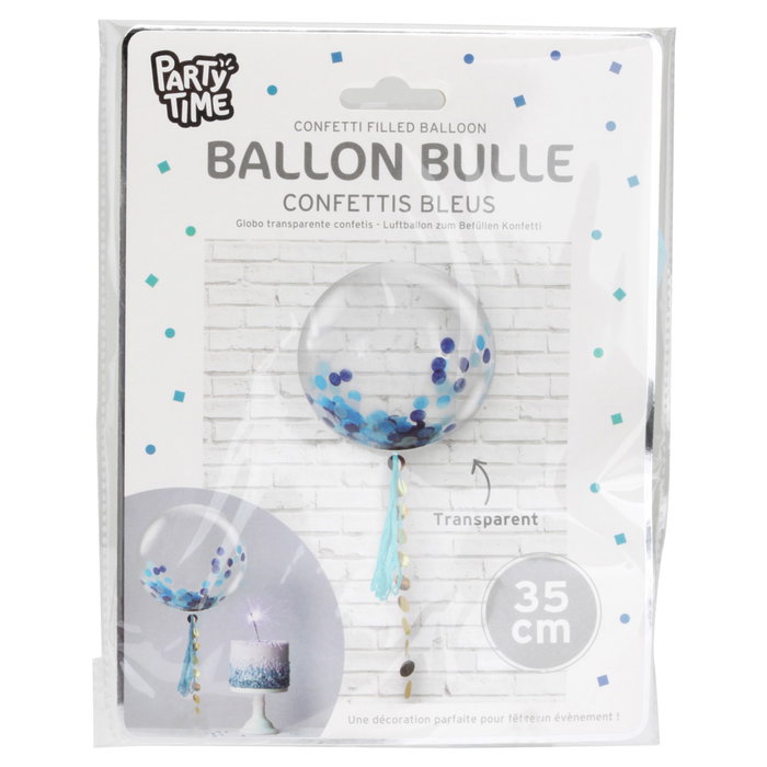 Party Time Ballon transparent avec confettis de 35 cm