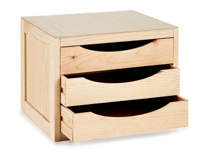 KIPIT Cajonera en bois avec 3 tiroirs, Naturel