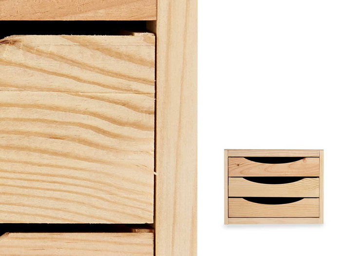KIPIT Cajonera en bois avec 3 tiroirs, Naturel
