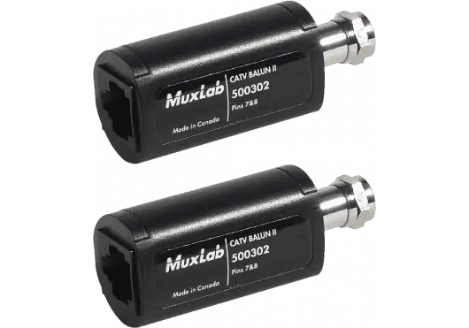 MUXLAB Kit CATV Balun II - Extension de signal CATV sur RJ45, Câbles Cat 5e/6, 100 m, Émetteur/Récepteur