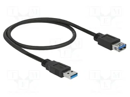 DELOCK Câble USB A vers USB A, 0,5m, Noir