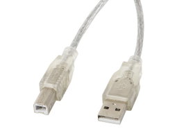 Lanberg Câble USB 2.0 A Mâle vers B Mâle pour Imprimante avec Ferrite 3 m Transparent