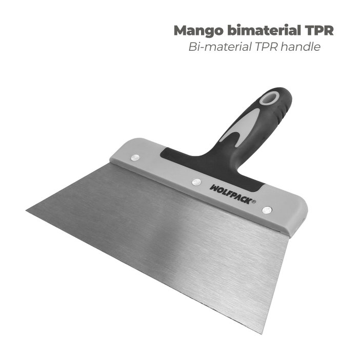 WOLFPACK LINEA PROFESIONAL Spatule en acier inoxydable 25 cm avec manche en caoutchouc WOLFPACK LINEA PROFESIONAL Spatule en acier inoxydable 25 cm avec manche en caoutchouc