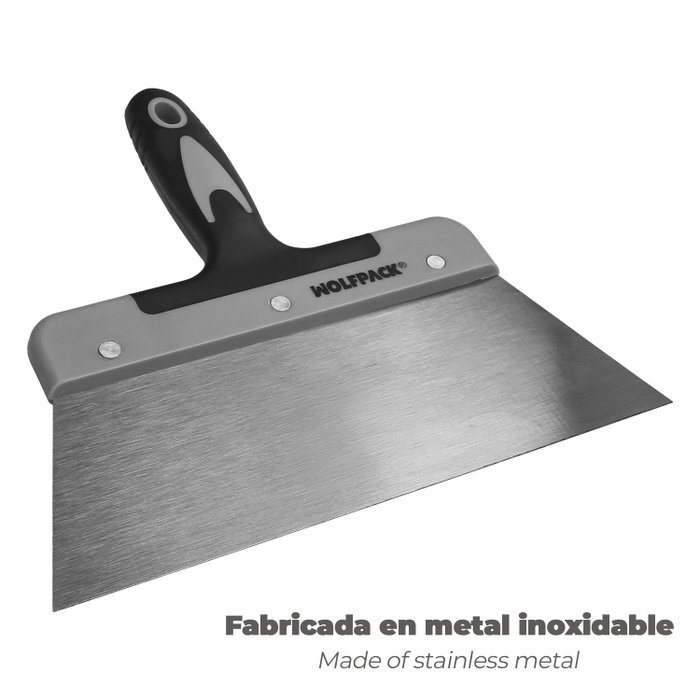 WOLFPACK LINEA PROFESIONAL Spatule en acier inoxydable 25 cm avec manche en caoutchouc WOLFPACK LINEA PROFESIONAL Spatule en acier inoxydable 25 cm avec manche en caoutchouc