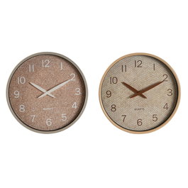 Horloge Murale Home ESPRIT Marron Naturel PVC Bois 30 x 4,7 x 30 cm (2 Unités)