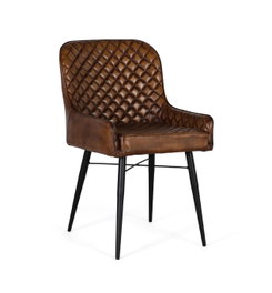 GINER Y COLOMER Chaise tapissée en cuir marron vieilli