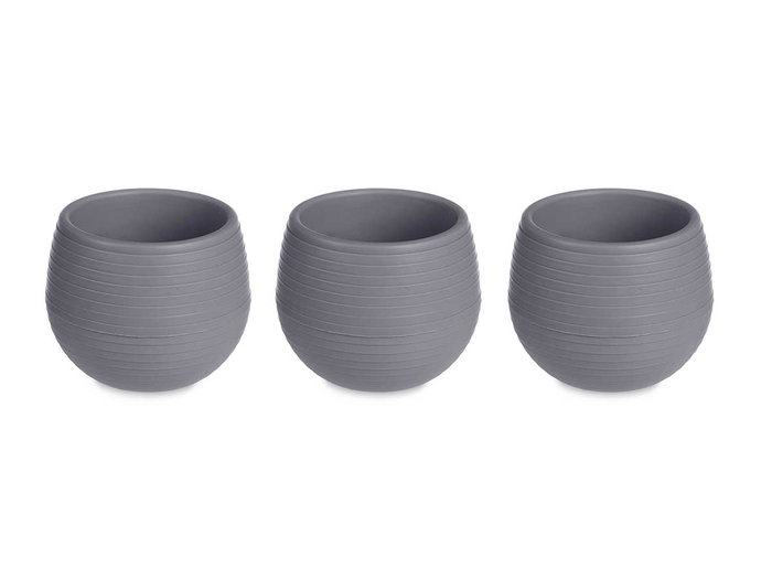 Ibergarden Set de 3 Pots avec Réservoir d'Eau 13 cm Anthracite Plastique (Set de 4)