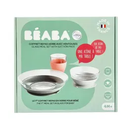 Beaba Coffret Repas en Verre Eucalyptus 4 pièces - Vaisselle saine pour bébé de la naissance à 36 mois