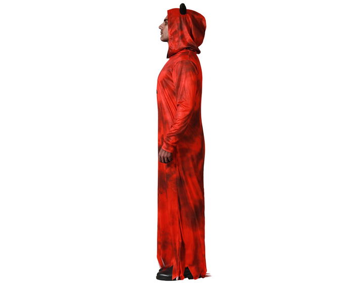 Déguisement Homme Démon Rouge avec Tunique et Capuche à Cornes - Taille Adulte XL pour Halloween et Carnaval