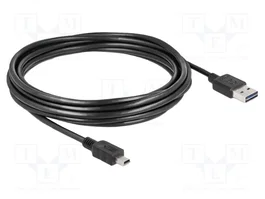 DELOCK Câble USB 2.0 avec USB A doubleface et USB B mini, 5m