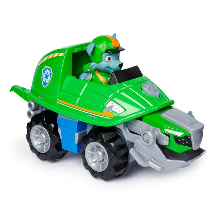 Spin Master Paw Patrol Véhicule Jungle Rocky 6067763 - Figurine articulée de tortue avec casque, jouet de mission de sauvetage pour enfants 3 ans et plus