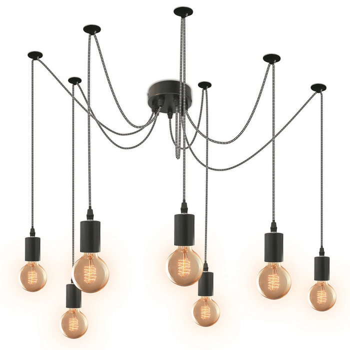 Home Deco Light Lampe Araignée de 7 ampoules avec câbles tressés Home Deco Light Lampe Araignée de 7 ampoules avec câbles tressés