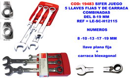 SIFER Jeu de 5 clés à cliquet combinées 8-19 mm LE-SC-H12115