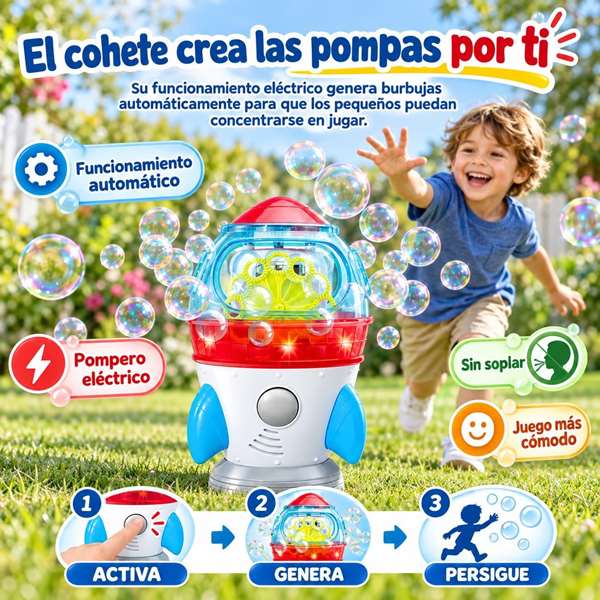 JugaToys Machine à bulles Fusée, Rotation 360º avec lumières et sons